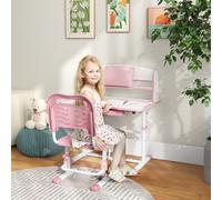 Set Scrivania per Bambini con Sedia Regolabile in Altezza e Piano Inclinabile, Età 6-12 Anni, Rosa