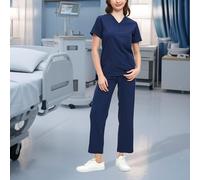 Set scrub da donna comodo con tasche, top e pantaloni a maniche corte
