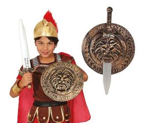 Set scudo romano 31 cm e spada 48 cm da bambino in plastica