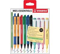 Stabilo My Essential - Set Scuola & Ufficio - Pochette con 12 prodotti: 4 swing cool Pastel, 4 pointMax, 2 pointball, 1 GREENgraph, 1 blocco fogli adesivi