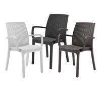 Set Sedie con Braccioli e Tavolo Quadrato Rattan Resistente UV Interno Esterno