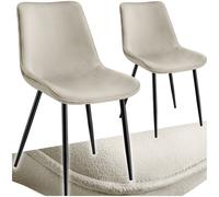 TecTake® Set 8 Sedie Sala da Pranzo Effetto Velluto, Sedie Soggiorno con Morbida Imbottitura, Seduta Ergonomica, Poltrone Velluto Versatili, Sedie Design Moderno - Crema