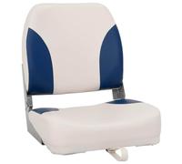 Set Sedile Pieghevole per Barca con Cuscino Blu Bianco Grigio | Schiuma alta compressione, PVC PU, schienale pieghevole, cinghia fissaggio, rotazione 360 gradi, alluminio