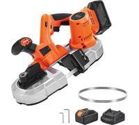 set sega a nastro per metalli a batteria da 20 V - Set sega a nastro portatile con batteria e caricabatterie - Profondità di taglio 65x65 mm - Motore senza spazzole - Velocità variabile 0-192 M/min
