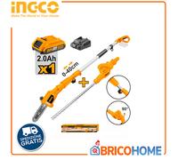 SET SEGA CON ASTA LUNGA + TAGLIASIEPI 20V CON BATTERIA INGCO