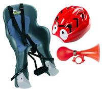 Set seggiolino anteriore per biciclette con casco caschetto bici bambino e tromb