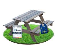 Set seggiolino e tavolo picnic per bambini in legno - Gruppo di seduta interni-esterni - Qualità produttore - Made in EU, colore: grigio