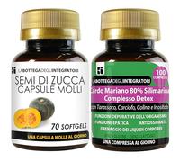 Set Semi di Zucca 70 Softgels e Cardo Mariano 80% Silimarina Complesso Detox | Depurativo e Drenante | Una al Giorno