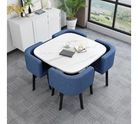 Set Semplice Composto Tavolo E Sedie Reception Set Pranzo Con 4 Sedie Tavolo Quadrato Piccolo E Sedie Ufficio Il Tempo Libero Piano Facile Pulire Adatto Reception Aziendali/Pranzi In Cas Blue Cloth-A