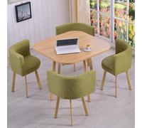 Set Semplice Composto Tavolo E Sedie Reception Set Pranzo Con 4 Sedie Tavolo Quadrato Piccolo E Sedie Ufficio Il Tempo Libero Piano Facile Pulire Adatto Reception Aziendali/Pranzi Green Cloth + Wood