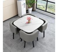 Set Semplice Composto Tavolo E Sedie Reception Set Pranzo Con 4 Sedie Tavolo Quadrato Piccolo E Sedie Ufficio Il Tempo Libero Piano Facile Pulire Adatto Reception Aziendali/Pranzi In Cas Light Gray-A
