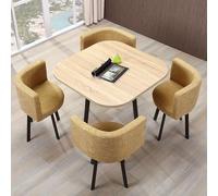 Set Semplice Composto Tavolo E Sedie Reception Set Pranzo Con 4 Sedie Tavolo Quadrato Piccolo E Sedie Ufficio Il Tempo Libero Piano Facile Pulire Adatto Reception Aziendali/Pranzi Yellow Cloth + Wood