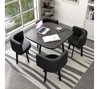 Set Semplice Composto Tavolo E Sedie Reception Set Pranzo Con 4 Sedie Tavolo Quadrato Piccolo E Sedie Ufficio Il Tempo Libero Piano Facile Pulire Adatto Reception Aziendali/Pranzi In Casa Black