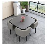 Set Semplice Composto Tavolo E Sedie Reception Set Pranzo Con 4 Sedie Tavolo Quadrato Piccolo E Sedie Ufficio Il Tempo Libero Piano Facile Pulire Adatto Reception Aziendali/Pranzi In Cas Light Gray-C
