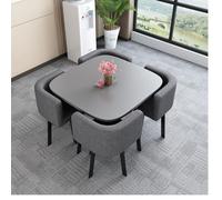 Set Semplice Composto Tavolo E Sedie Reception Set Pranzo Con 4 Sedie Tavolo Quadrato Piccolo E Sedie Ufficio Il Tempo Libero Piano Facile Pulire Adatto Reception Aziendali/Pranzi In Cas Gray Cloth-C