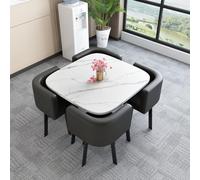 Set Semplice Composto Tavolo E Sedie Reception Set Pranzo Con 4 Sedie Tavolo Quadrato Piccolo E Sedie Ufficio Il Tempo Libero Piano Facile Pulire Adatto Reception Aziendali/Pranzi In Casa Black 2-A