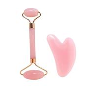 Set separato con rullo for massaggio facciale, foglio raschiante in cristallo rosa (Color : Pink set)