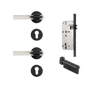 Set serratura for porta in ottone acrilico stile moderno, leva interna for camera da letto e bagno, doppie porte in legno, passaggio fittizio for la privacy(BK-ACR-QBCF)