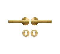 Set serratura for porta zigrinata in ottone moderna color oro e nero, leva interna for camera da letto e bagno, doppie porte in legno, maniglia finta(DUMMY-SB)