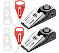 Set serratura portatile + allarme fermaporta - Kit di sicurezza da viaggio per camere d'albergo, casa, dormitori e appartamenti - PocketLock (rosso, 2 pezzi - 2 serrature + 2 allarmi)