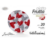 SET SERVIZIO 18 PIATTI TAVOLA DOLCE FRUTTA FONDO PIANO MELAMINA CUORE CUORI