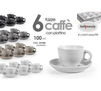 SET SERVIZIO 6 TAZZINE Caffè CON 6 PIATTINI TAZZINA CLASSICO MODERNO 100ML 6,55