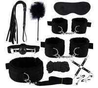 Set sessuale multifunzione 10 pezzi set con cinturino in nylon nero, dotato di cinturino regolabile - D19