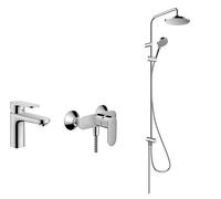 Set set doccia Hansgrohe Vernis Blend 26272000, rubinetto per lavabo Hansgrohe Vernis Blend 71580000, 71640000