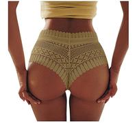 Set sexy da donna in pizzo mutandine da donna a vita alta plus size femminile sexy biancheria intima culo ascensore lingerie senza cuciture slip mutande breech cameriere lingerie, cachi, S