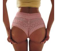 Set sexy da donna in pizzo mutandine da donna a vita alta plus size femminile sexy biancheria intima culo ascensore lingerie senza cuciture slip mutande breech cameriere lingerie, Colore: rosa., M