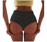 Set sexy da donna in pizzo mutandine da donna a vita alta plus size femminile sexy biancheria intima culo ascensore lingerie senza cuciture slip mutande breech cameriere lingerie, Nero , M