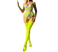 Set Sexy Per Coppie Camicia Da Notte Donna Sexy Da Donna Divertente Modellante Ricamo Floreale Aperto Sul Retro Abito Cinghie E Calze Body Travestimenti Rosso Pizzo Green S