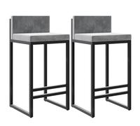 Set sgabelli banco, Sedia Bar Senza Braccio abbreviato in Velluto con Base Metallo per Sala Pranzo Isola da Cucina- Altezza di Seduta (Grigio, 75 cm)