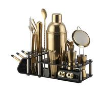 Set Shaker Cocktail 24pcs Cocktail Set Boston Shaker Mixer Kit Per La Preparazione Di Bevande In Acciaio Inossidabile Per Uso Domestico Al Bar Casa Bar Festa(Gold)