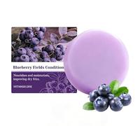 Set shampoo e balsamo solido al mirtillo, con estratto di mirtillo, burro di karité, olio di arancia, sapone per ridurre la rottura dei capelli, per capelli diradati e crespi (Balsamo)