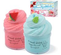 Set Slime Nuvola 2 Pezzi con Charms Anguria Rossa e Menta - Slime Profumato Fai-da-Te per Bambini e Bambine - Giocattolo Antistress Educativo - Regalo di Compleanno e Festa