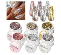 Set Smalto Semipermamente Glitter Platinio Kit 6 Bottiglie Gel Lucido | Manicure Lucente Per Viaggio Vacanze Styling A Casa O In Salon