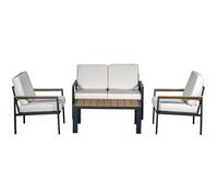 SET SOFÁ 2P+2 SILLONES+MESA ALUMINIO ANTRACITA COJINES BEIGE_SOF┴:116X71X68 MESA:98X54X39C