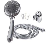 Set Soffione Doccia 3 Getti Laccio Tubo 150cm Supporto Doccetta Parete Bagno