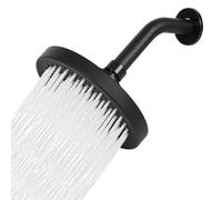 Set soffione doccia a pioggia con arco da 15 cm, braccio doccia, 6 pollici, regolabile a 360°, soffione doccia ABS con finitura cromata per hotel, casa, bagno (nero)