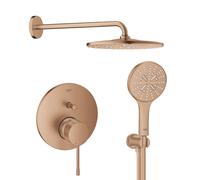 Set soffione doccia con braccio Grohe Rainshower Mono 26558DL0, rubinetto per vasca e doccia Grohe Essence 24058DL1, 26574DL0, 26658DL0, 28388DA0