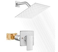 Set soffione doccia e maniglia Heyalan, set rubinetto doccia quadrato, sistema doccia a pioggia per bagno, soffione doccia in acciaio inox, kit d