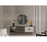Set soggiorno nero credenza di design specchio di lusso 2 pezzi nuovo
