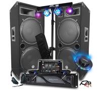 Set Sono, DJ amplificatore 4000 W, MEGA altoparlanti, 4 x 38 cm, 2 x 2000 W, mixer Bluetooth, illuminazione 8 luci LED, CLUB BAR FETES