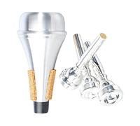 Set sordina per bocchino per tromba 3C 5C 7C, accessori per strumenti in ottone, combinazione silenziatore per pratica professionale con placcatura in argento, compatibile con