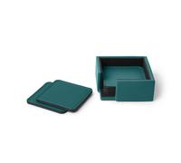 Set Sottobicchieri Palladio - Vera Pelle Blu Petrolio - Eglooh