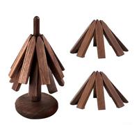 Set sottopentola in legno di noce nero per vasi in ghisa, eleganti sottobicchieri a forma di albero, decorazione per tavolo da cucina, diametro 20,3 cm (quattro piani)