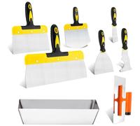 Set spatole in acciaio inox 8 pezzi per stucco, cartongesso, muro
