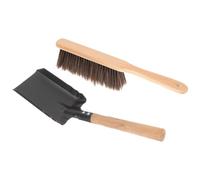 Set Spazzola e Pala per Stufa in Ferro e Legno | Manico lungo Legno, Impugnatura Comoda e Leggera, Ganci per Appendere, Pulizia Domestica e Cucina