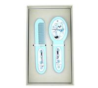 Set Spazzola e Pettine per Bambini, Motivo Orsetto, Colore Celeste, 2 Pezzi